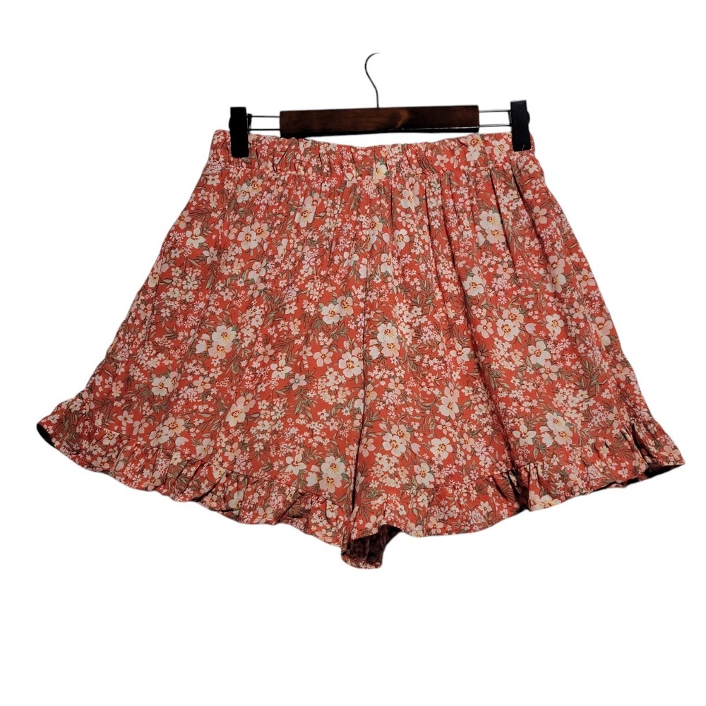 American Eagle Size XS Orange Floral Shorts‎ Ruffle